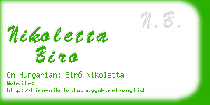 nikoletta biro business card